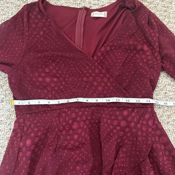 Altar’d State Chic Red Wrap Dress with Ruffled Hem and Bishop Sleeves Size M - Picture 6 of 7